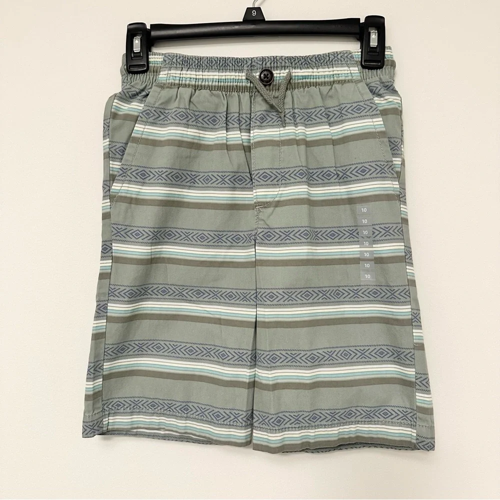 NWT Boys OshKosh B'gosh Gray and Blue Striped Geometric Shorts Size 10 NEW